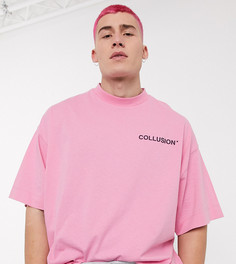 Розовая футболка в стиле oversized с логотипом COLLUSION-Розовый