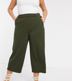 Зеленые широкие брюки до щиколотки Only Curve-Зеленый цвет