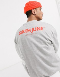 Серый свитшот с неоновым логотипом Sixth June