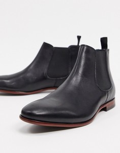 Черные кожаные ботинки челси Burton Menswear-Черный
