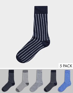 Набор из 5 пар носков в полоску Burton Menswear-Синий
