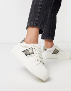 Белые кроссовки на платформе со змеиными вставками KG by Kurt Geiger London-Мульти