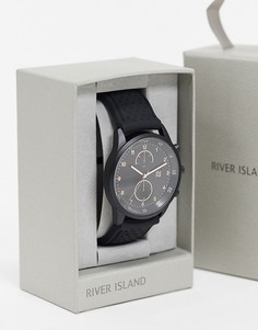 Черные мужские часы с силиконовым ремешком River Island-Черный цвет