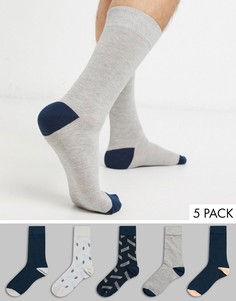 Набор из 5 пар высоких носков с рисунком Topman-Мульти