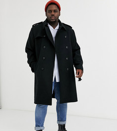 Черный двубортный тренч ASOS DESIGN Plus