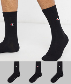3 пары черных носков с логотипом Champion-Черный