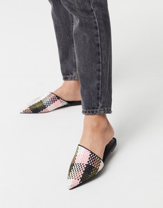 Остроносые мюли розового/черного/белого цвета ASOS DESIGN-Мульти