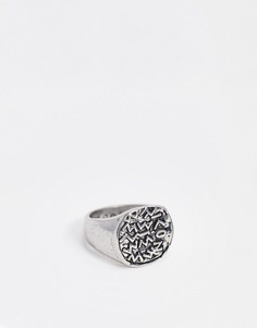 Серебристое кольцо-печатка с отделкой Icon Brand-Серебряный