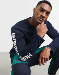 Темно-синий лонгслив с принтом на рукаве Helly Hansen