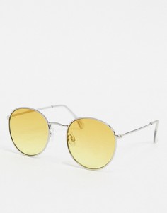 Круглые солнцезащитные очки с желтыми стеклами Topman-Золотистый