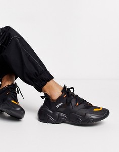 Черные сетчатые кроссовки для бега на массивной подошве Nokwol-Черный