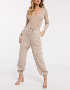 Стеганые джоггеры ASOS DESIGN-Neutral