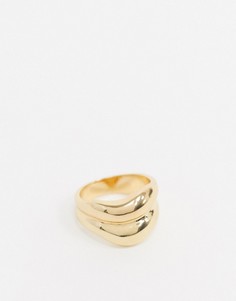 Двойное золотистое кольцо DesignB London-Золотой