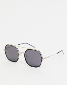 Черно-золотистые квадратные солнцезащитные очки-авиаторы Tommy Hilfiger-Черный