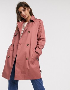 Пыльно-розовый тренч ASOS DESIGN-Розовый цвет