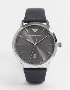 Черные часы с кожаным ремешком Emporio Armani AR11277-Черный