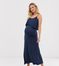 Темно-синее двухслойное платье макси New Look Maternity-Темно-синий