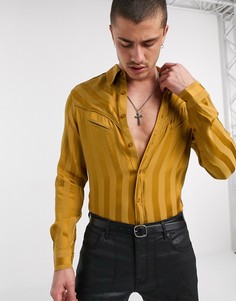 Атласная рубашка в стиле вестерн с длинными рукавами ASOS EDITION-Желтый