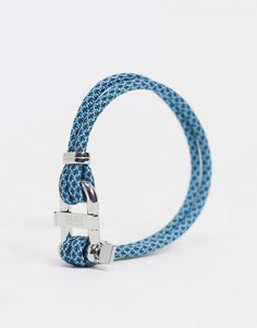 Синий веревочный браслет с металлической застежкой Hugo Boss