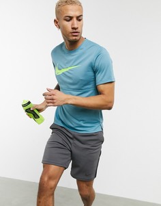 Голубая футболка с логотипом Nike Running Breathe-Синий