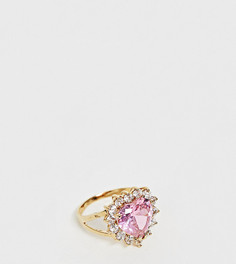 Позолоченное кольцо с розовым камнем в форме сердечка Image Gang-Золотой