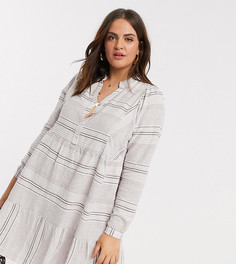 Белое свободное платье в полоску Vero Moda Curve-Мульти