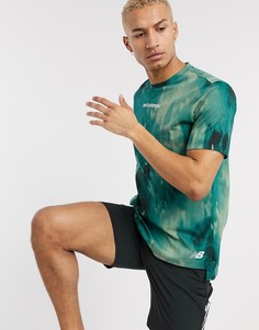 Зеленая футболка с принтом тай-дай и логотипом New Balance Running-Зеленый