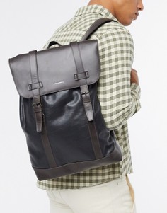 Черный кожаный рюкзак с двумя ремешками ASOS DESIGN