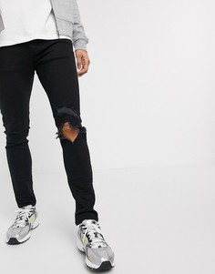 Черные рваные супероблегающие джинсы Mennace-Черный цвет