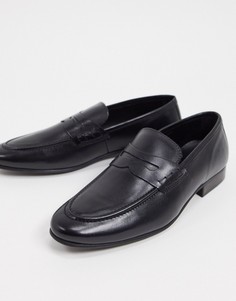 Черные кожаные лоферы Topman-Черный