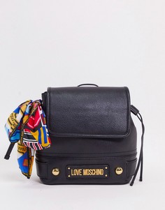 Черный рюкзак с шарфом Love Moschino