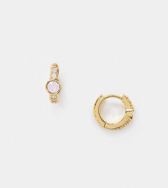 Позолоченные серьги-кольца с розовым опалом Orelia-Золотой