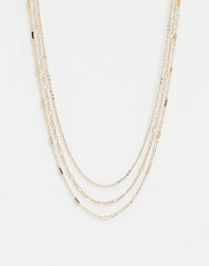 Золотистое ожерелье в несколько рядов Monki Lollo-Золотой