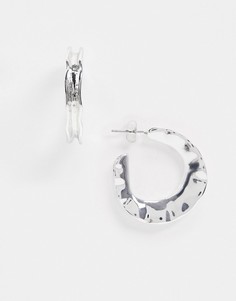 Серебристые серьги-кольца с кованым дизайном Weekday Chey-Серебряный