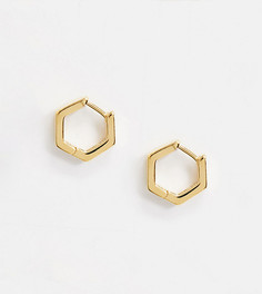 Позолоченные шестигранные серьги-кольца Orelia-Золотистый