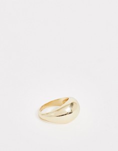 DesignB London chunky ring in gold with circle design-Золотой