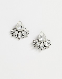 True Decadence teardrop stud earrings in crystal-Серебряный