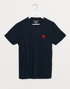 Футболка с круглым вырезом и логотипом Abercrombie & Fitch-Темно-синий