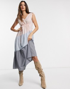 Платье миди в стиле колор блок Y.A.S-Мульти