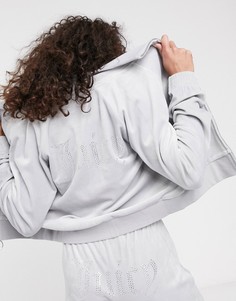 Серая спортивная куртка из велюра со стразами Juicy Couture-Серый