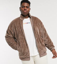 Коричневая плюшевая олимпийка в стиле oversized от ASOS DESIGN Plus-Коричневый