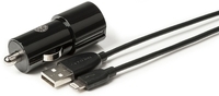 Автомобильное зарядное устройство Techlink 2.4A + кабель USB-Lightning, 1м, черный (528746)