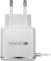 Сетевое зарядное устройство Canyon 1xUSB + кабель Lightning, 2.1A, White/Silver (CNE-CHA043WS)