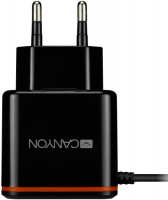 Сетевое зарядное устройство Canyon 1xUSB + кабель Lightning, 2.1A, Black/Orange (CNE-CHA042BO)