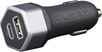 Автомобильное зарядное устройство Elray 1xUSB 1xType-C Grey (CC1U1PD42HEX)