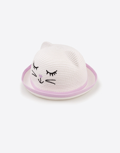 Белая плетёная шляпа с ушками «Кошечка» для девочки Gloria Jeans