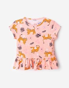 Розовая футболка с рисунками для малышки Gloria Jeans
