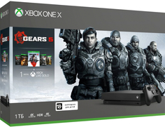 Игровая приставка Microsoft Xbox One X 1ТБ + GEARS 5 + Gears of War + Gears of War 2, 3 и 4 (черный)