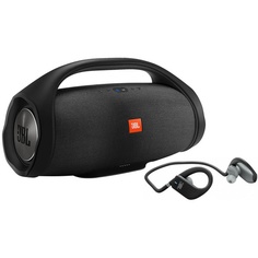 Портативная акустика JBL Boombox Black, наушники JBL Endurance SPRINT