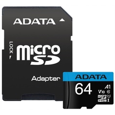 Карта памяти ADATA MicroSD 64GB Class 10 (AUSDX64GUICL10-RA1)